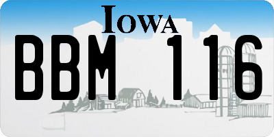 IA license plate BBM116