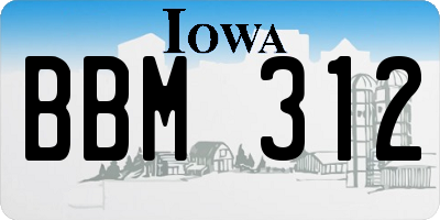 IA license plate BBM312