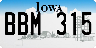 IA license plate BBM315