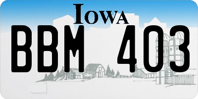IA license plate BBM403