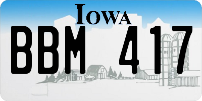 IA license plate BBM417