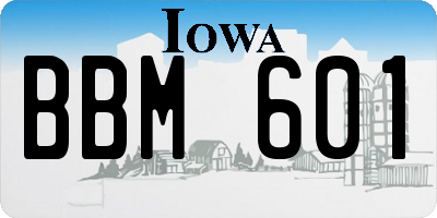 IA license plate BBM601