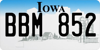 IA license plate BBM852