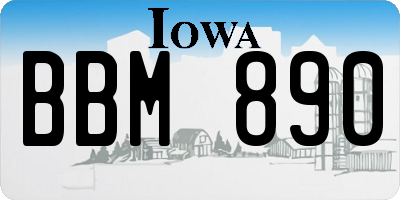 IA license plate BBM890