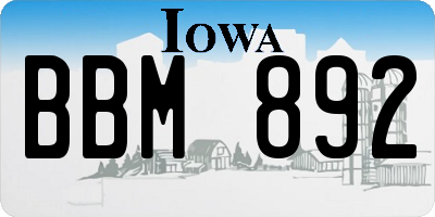 IA license plate BBM892