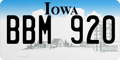 IA license plate BBM920