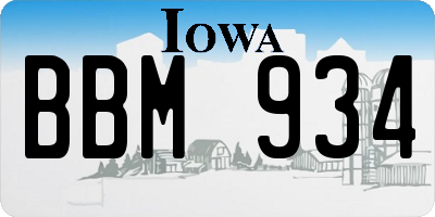 IA license plate BBM934