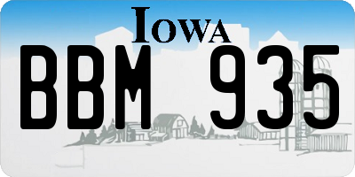 IA license plate BBM935