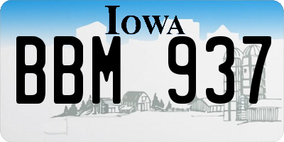 IA license plate BBM937