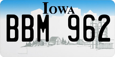 IA license plate BBM962