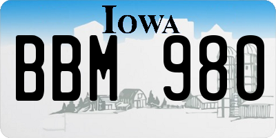IA license plate BBM980