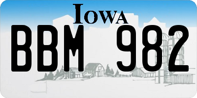 IA license plate BBM982