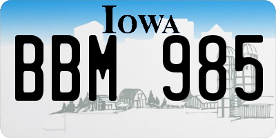 IA license plate BBM985