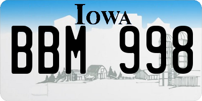 IA license plate BBM998