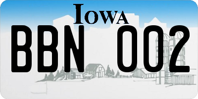 IA license plate BBN002