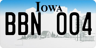 IA license plate BBN004