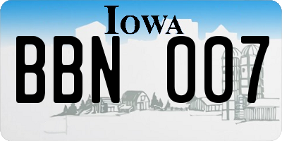 IA license plate BBN007