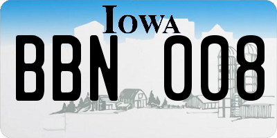 IA license plate BBN008