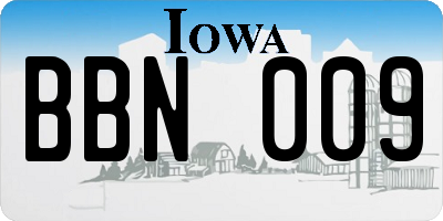 IA license plate BBN009