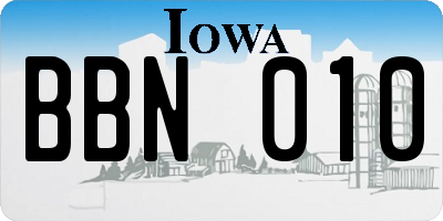 IA license plate BBN010