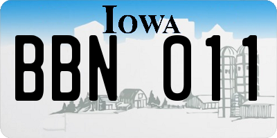 IA license plate BBN011