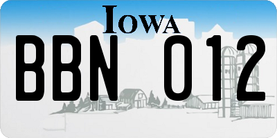 IA license plate BBN012