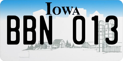 IA license plate BBN013
