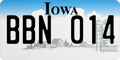 IA license plate BBN014