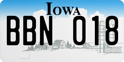 IA license plate BBN018