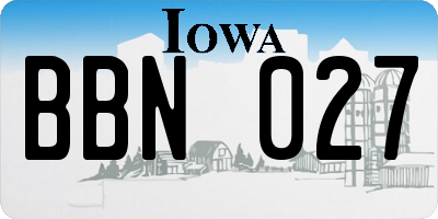 IA license plate BBN027