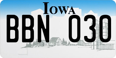 IA license plate BBN030