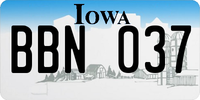 IA license plate BBN037