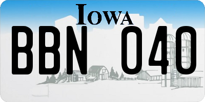IA license plate BBN040