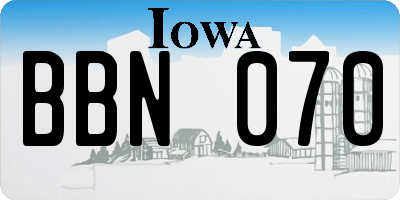 IA license plate BBN070