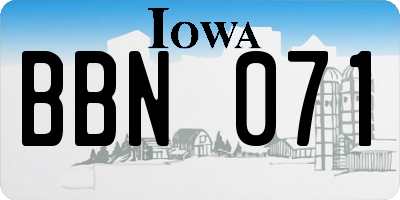 IA license plate BBN071