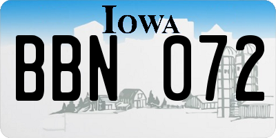 IA license plate BBN072