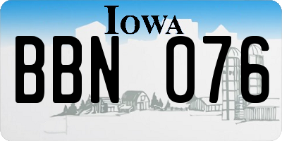 IA license plate BBN076