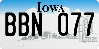 IA license plate BBN077