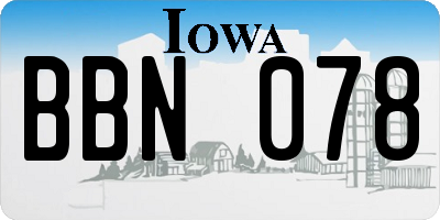 IA license plate BBN078