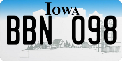 IA license plate BBN098