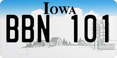 IA license plate BBN101