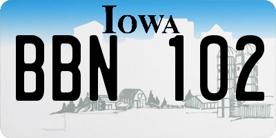 IA license plate BBN102
