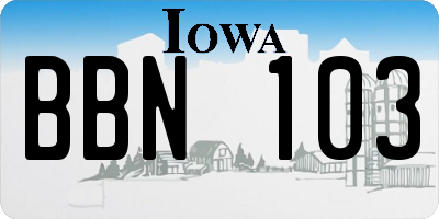 IA license plate BBN103
