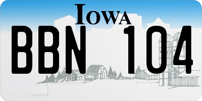 IA license plate BBN104