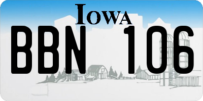IA license plate BBN106