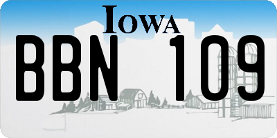 IA license plate BBN109