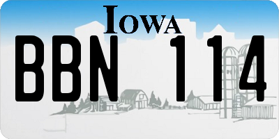 IA license plate BBN114