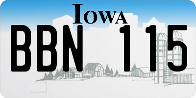 IA license plate BBN115
