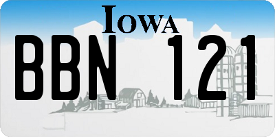IA license plate BBN121