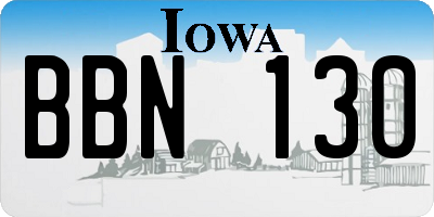 IA license plate BBN130